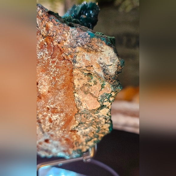 RARE Quality Large Dioptase W/ Malachite And A Bit Of Shattuckite! Stunning! - Picture 9 of 10